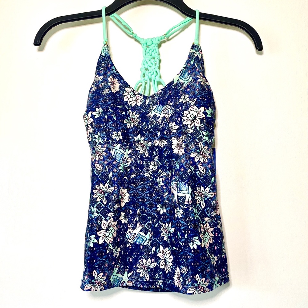 Swim suit tank top by Arizona Jean Co. Floral and elephants print.